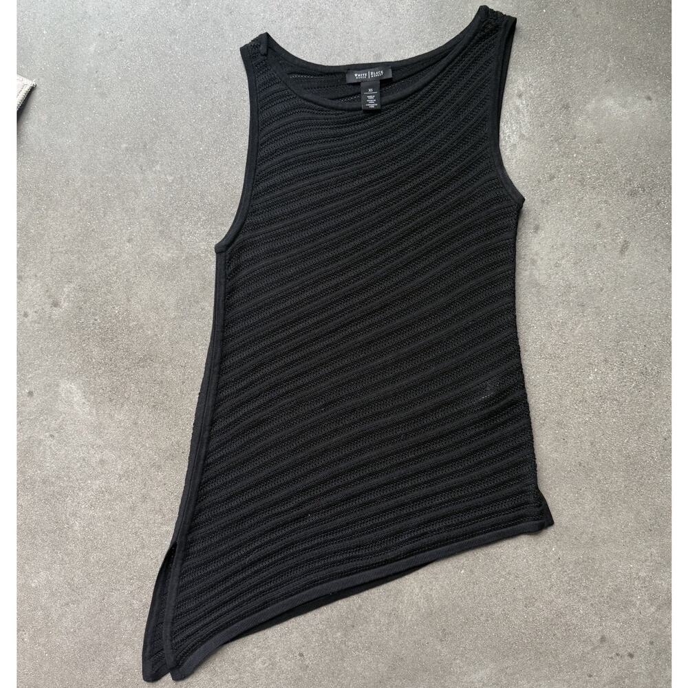 WHBM Black Open‎ Knit Asymmetrical Tank Top XS Light Weight
